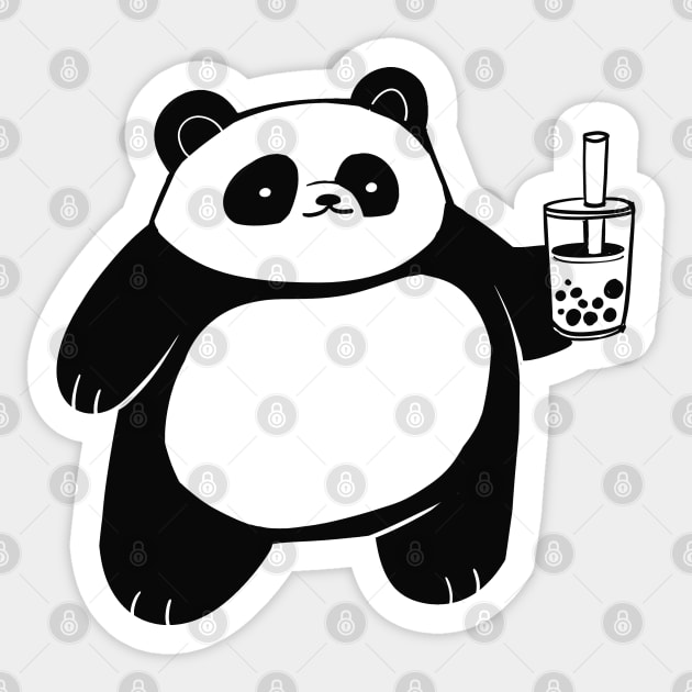 Panda with Bubble Milk Tea Sticker by evumango